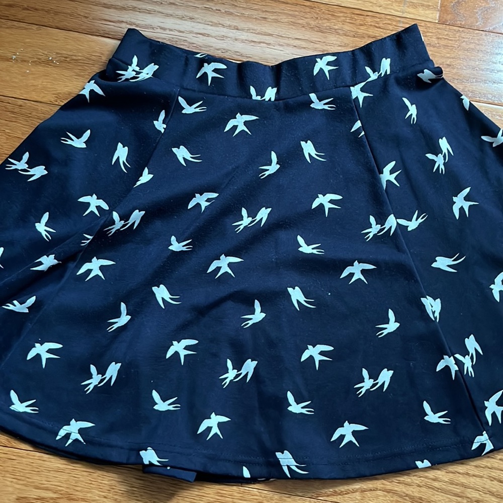 Skater Skirts in Navy with bird pattern
